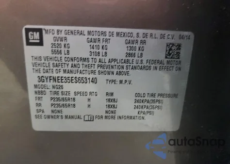 2014 Cadillac Srx Luxury Collection из США, поврежденный, VIN 3GYFNEE35ES653140